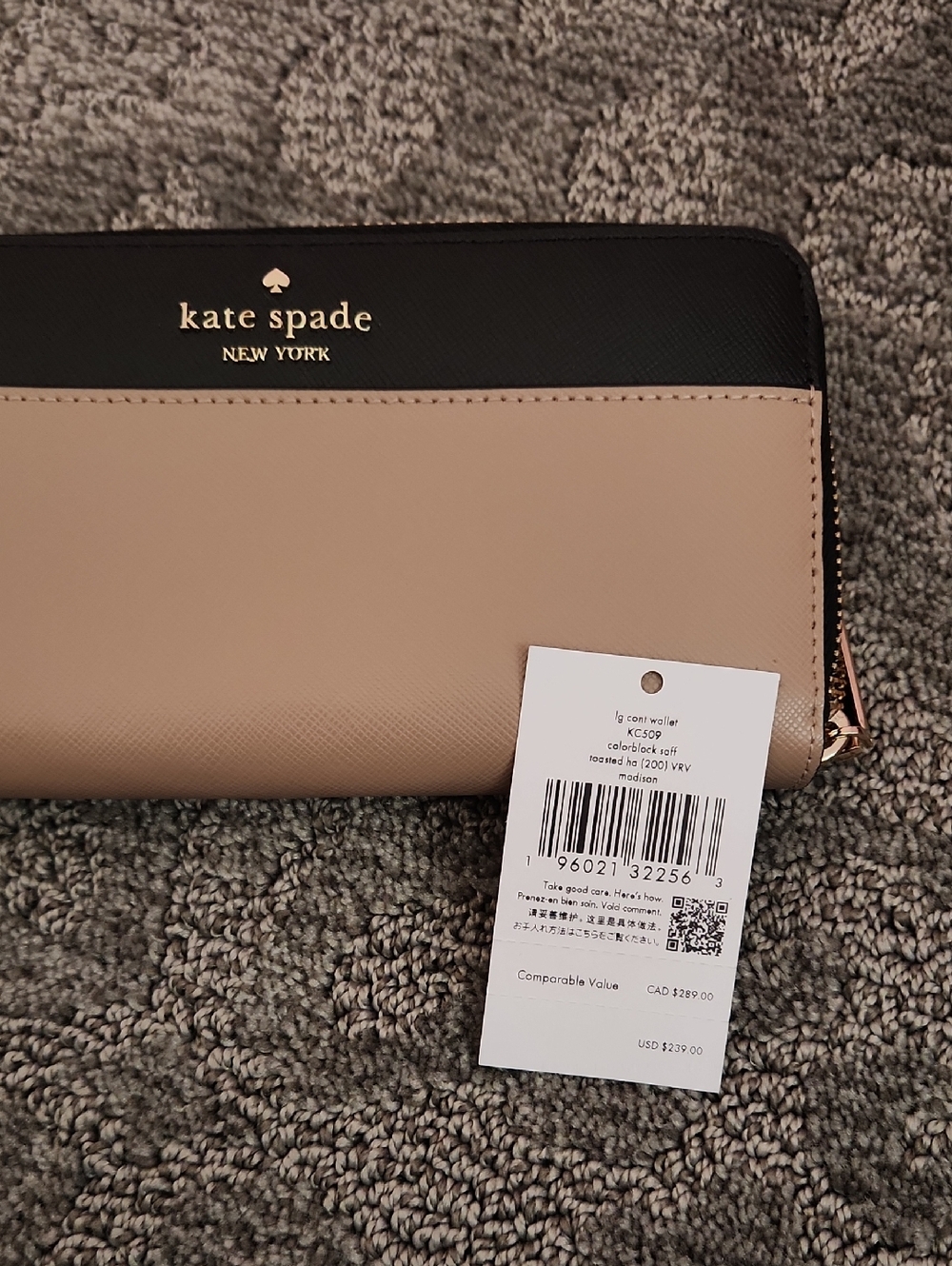 Kate Spade Madison Colorblock Saffiano Leather Wallet Toasted Hazelnut Multi - Picture 3 of 5